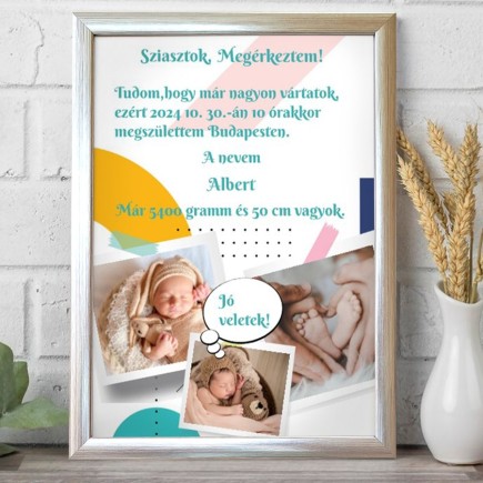 Megérkeztem dinamikus babás fotókollázs | MyPrintPix