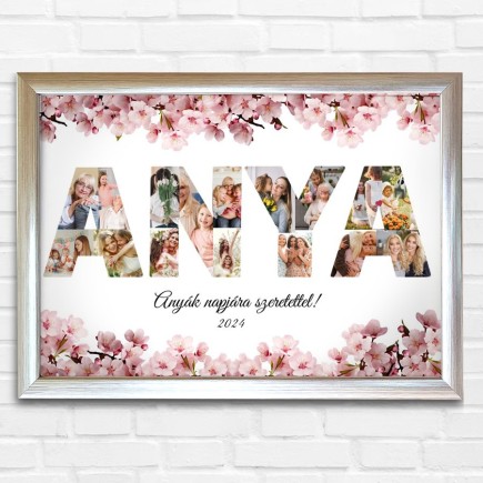 Köszöntő Anya - cseresznyevirág fekvő fotókollázs | MyPrintPix