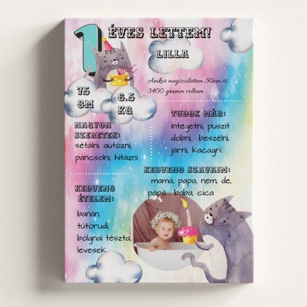 Vászon 1 éves lettem lány babás vászonkép fotókollázs | MyPrintPix