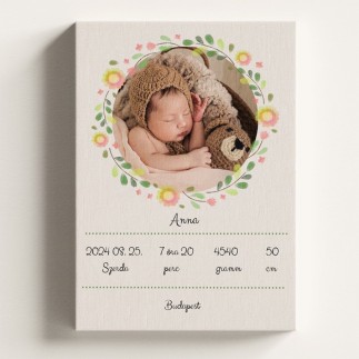 Vászonkép Megérkeztem virágos babás vászonkép | MyPrintPix