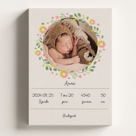 Vászonkép Megérkeztem virágos babás vászonkép | MyPrintPix