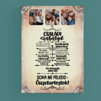 Vászon- Családi szabályok családi vászonkép fotókollázs | MyPrintPix