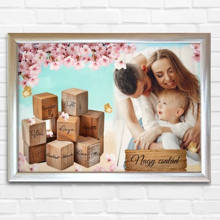 Köszöntő Anya fekvő Wooden Cubes anyák napi fotókollázs | MyPrintPix