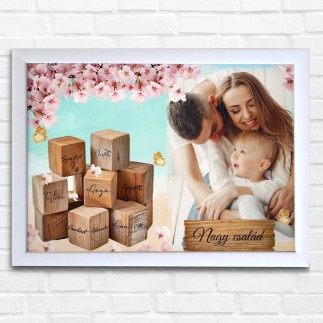 Köszöntő Anya fekvő Wooden Cubes anyák napi fotókollázs | MyPrintPix