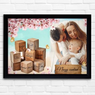 Köszöntő Anya fekvő Wooden Cubes anyák napi fotókollázs | MyPrintPix