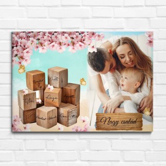 Köszöntő Anya fekvő Wooden Cubes anyák napi fotókollázs | MyPrintPix