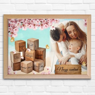 Köszöntő Anya fekvő Wooden Cubes anyák napi fotókollázs | MyPrintPix